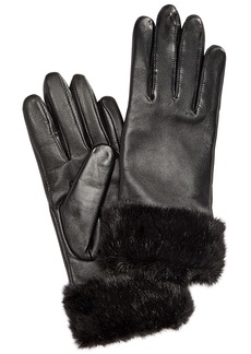 Charter Club Faux Fur-Cuff Leather Tech Gloves, Created for Macy's