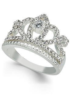 Charter Club Fine Silver Plate Crystal Crown Ring, Created for Macy's - Silver