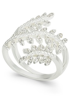 Charter Club Fine Silver Plate Crystal Leaf Wrap Ring, Created for Macy's - Silver