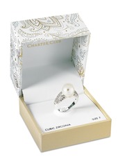 Charter Club Fine Silver Plate Pave & Imitation Pearl Ring, Created for Macy's - Silver