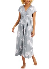 Charter Club Floral-Print Surplice Long Nightgown, Created for Macy's
