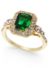 Charter Club Gold Plate Crystal & Stone Square Halo Ring, Created for Macy's - Green