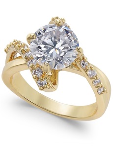 Charter Club Gold Plate Crystal Bypass Ring, Created for Macy's - Gold