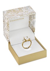 Charter Club Gold-Plate Emerald-Crystal Triple Stone Ring, Created for Macy's - Gold