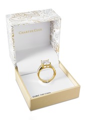 Charter Club Gold Plate Emerald-Cut Crystal Triple-Row Ring, Created for Macy's - Gold