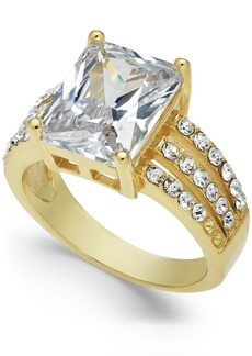 Charter Club Gold Plate Emerald-Cut Crystal Triple-Row Ring, Created for Macy's - Gold