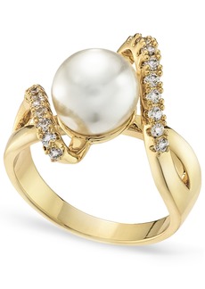 Charter Club Gold Plated Pave & Imitation Pearl Bypass Ring, Created for Macy's - Gold