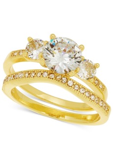 Charter Club Gold-Tone 2-Pc. Set Cubic Zirconia Stacking Bridal Rings, Created for Macy's - Gold