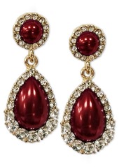 Charter Club Gold-Tone Crystal & Imitation Pearl Drop Earrings, Created for Macy's