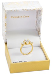Charter Club Gold-Tone Crystal Triple-Stone Ring, Created for Macy's - Gold
