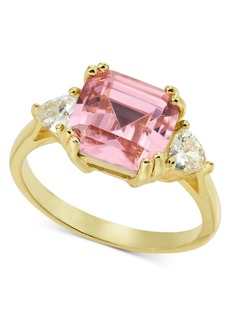 Charter Club Gold-Tone Cubic Zirconia & Square Pink Crystal Ring, Created for Macy's - Gold