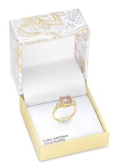 Charter Club Gold-Tone Cubic Zirconia & Square Pink Crystal Ring, Created for Macy's - Gold
