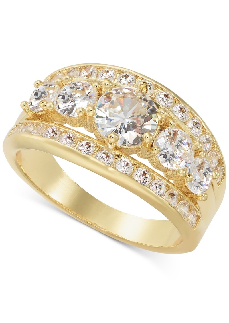 Charter Club Gold-Tone Cubic Zirconia Triple-Row Ring, Created for Macy's - Gold