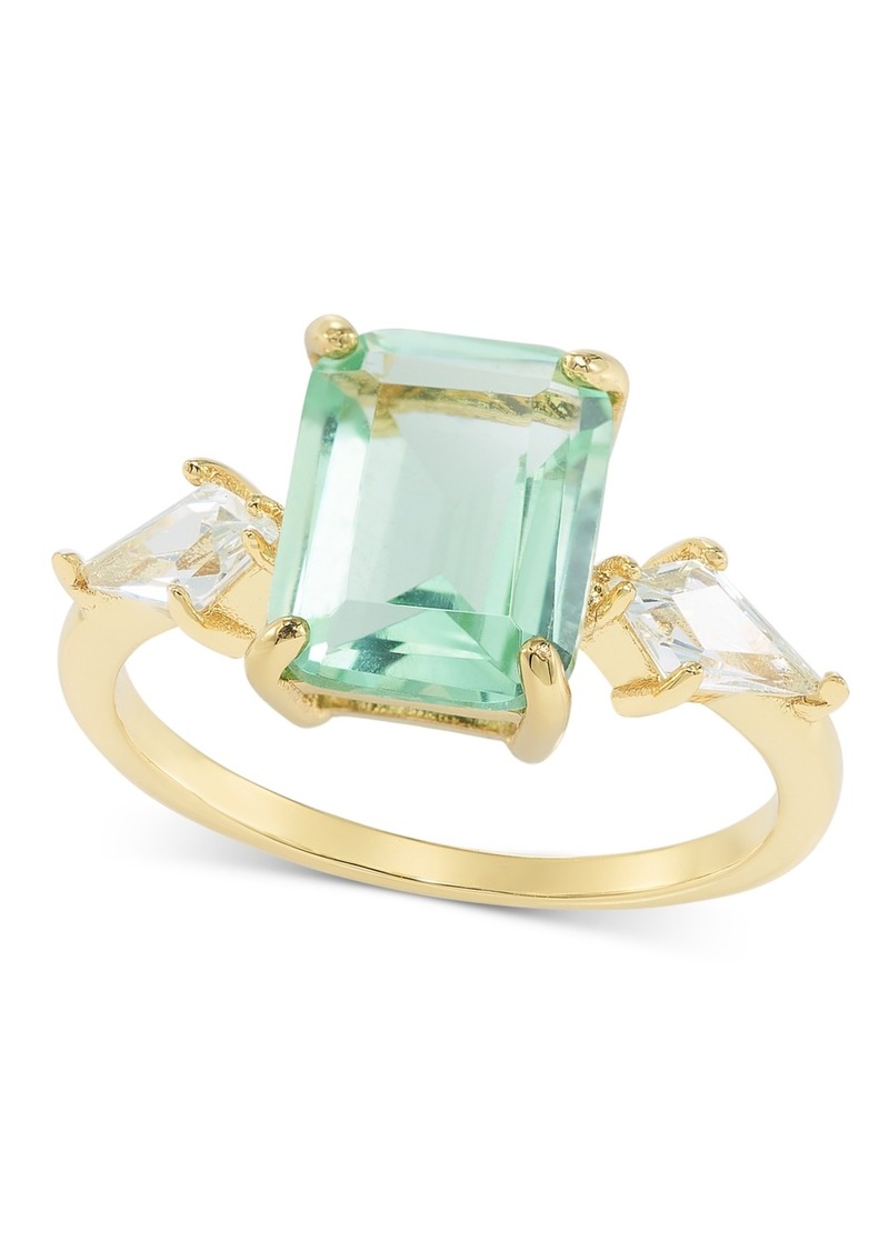 Charter Club Gold-Tone Green Crystal & Cubic Zirconia Ring, Created for Macy's - Gold