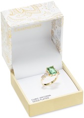 Charter Club Gold-Tone Green Glass & Crystal Statement Ring, Created for Macy's - Gold