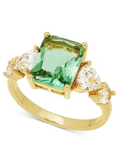 Charter Club Gold-Tone Green Glass & Crystal Statement Ring, Created for Macy's - Gold