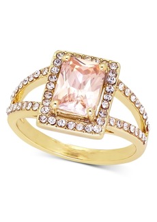 Charter Club Gold-Tone Pave & Color Square Crystal Split Ring, Created for Macy's - Gold