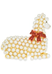 Charter Club Gold-Tone Pave & Imitation Pearl Llama Pin, Created for Macy's