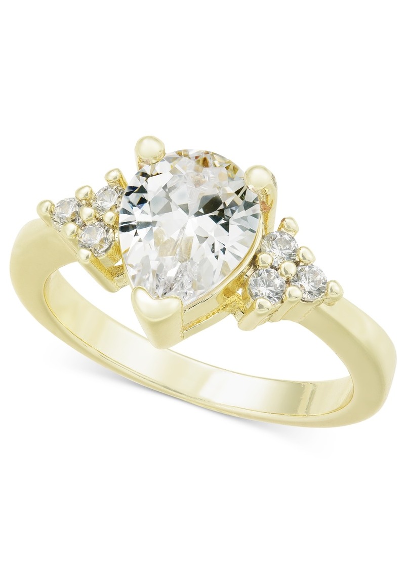 Charter Club Gold-Tone Pave & Pear-Shape Cubic Zirconia Ring, Created for Macy's - Gold