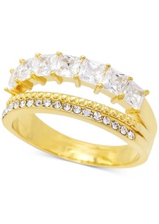 Charter Club Gold-Tone Pave & Square-Crystal Triple-Row Ring, Created for Macy's - Gold