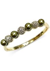 Charter Club Gold-Tone Pave Fireball & Imitation Pearl Bangle Bracelet, Created for Macy's