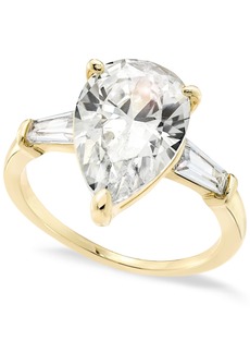 Charter Club Gold-Tone Pear-Shape & Baguette-Cut Cubic Zirconia Ring, Created for Macy's - Gold