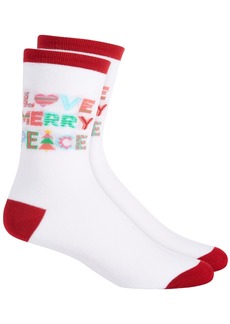 Charter Club Holiday Crew Socks, Created for Macy's - Love Merry Peace