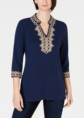 Charter Club Lace-Trim Tunic Top, Created for Macy's