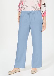 Charter Club Plus Size 100% Linen Pants, Created for Macy's - Blue Ocean