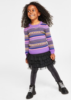 Charter Club Holiday Lane Little Girls Fair Isle Striped Sweater, Created for Macy's