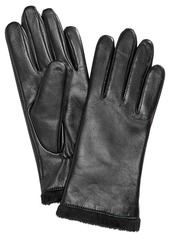 Charter Club Micro Faux Fur Lined Leather Tech Gloves, Created for Macy's - Black