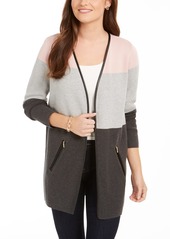 Charter Club Milano Cotton Colorblocked Cardigan, Created for Macy's
