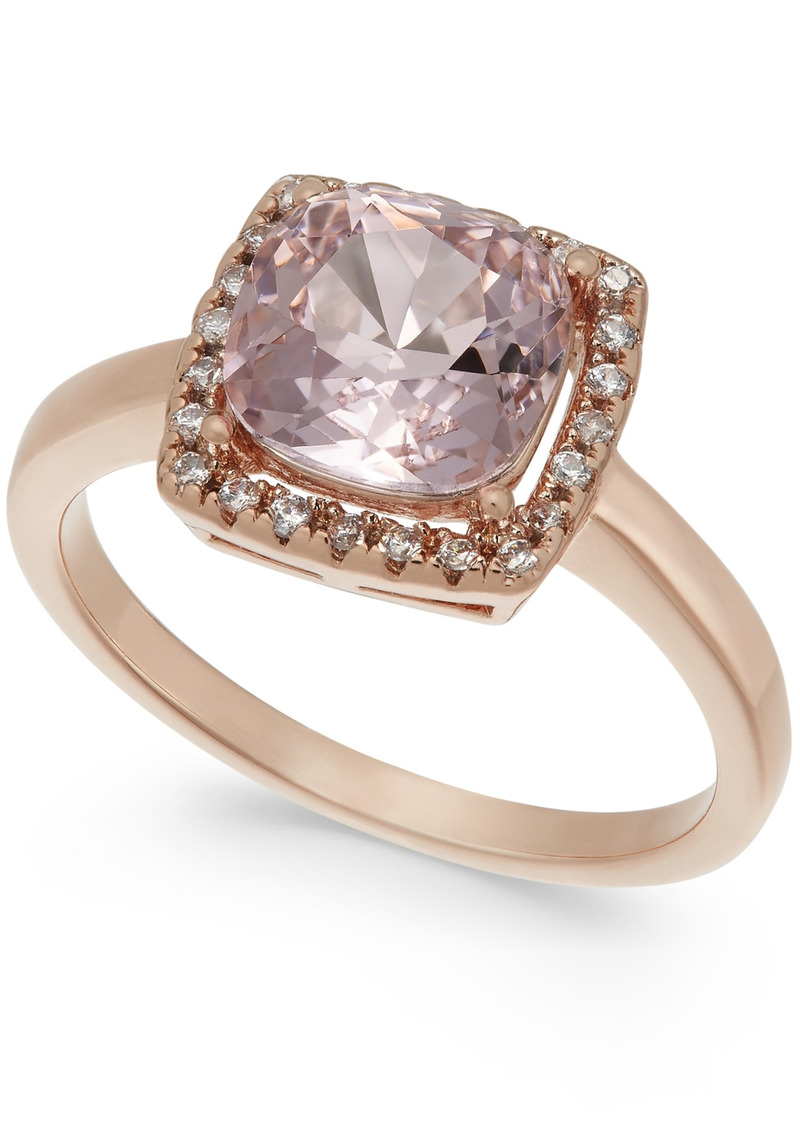 Charter Club Pave & Crystal Stone Square Halo 18K Rose Gold Plate, Created for Macy's - Rose Gold