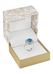 Charter Club Pave Stone Halo Ring in Fine Silver Plate, Created for Macy's - Silver