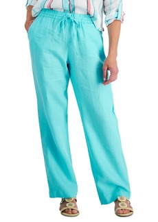 Charter Club Petite 100% Linen Drawstring Pants, Created for Macy's - Light Pool Blue