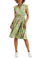 Charter Club Petite Flutter Sleeve Belted Dress, Created for Macy's