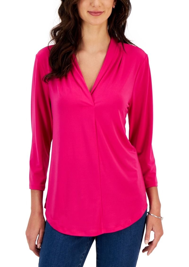 Charter Club Women's 3/4-Sleeve Top, Created for Macy's - Pink Tutu