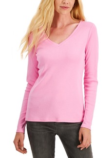 Charter Club Cotton Long-Sleeve V-Neck T-Shirt, Created for Macy's