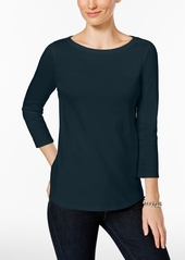 Charter Club Petite Pima Cotton Button-Shoulder Top, Created for Macy's