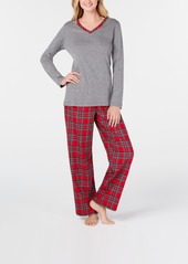 Charter Club Women's Petite Plaid Flannel Mix It Pajamas Set, Created for Macy's