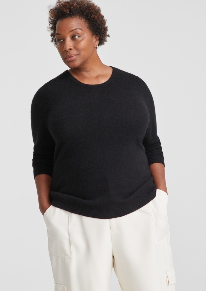 Charter Club Plus Size 100% Cashmere Crewneck Sweater, Created for Macy's - Classic Black