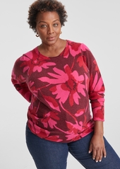 Charter Club Plus Size 100% Cashmere Floral Sweater, Created for Macy's - Crantini Combo