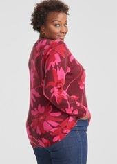 Charter Club Plus Size 100% Cashmere Floral Sweater, Created for Macy's - Crantini Combo