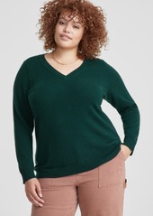 Charter Club Plus Size 100% Cashmere V-Neck Sweater, Created for Macy's - Classic Black