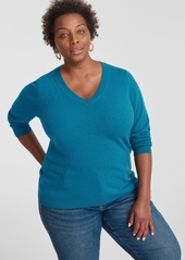 Charter Club Plus Size 100% Cashmere V-Neck Sweater, Created for Macy's - Classic Black