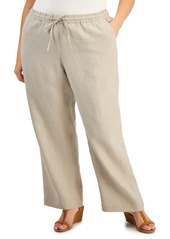 Charter Club Plus Size 100% Linen Pants, Created for Macy's - Intrepid Blue