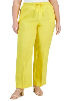 Charter Club Plus Size 100% Linen Pants, Created for Macy's - Primrose Yellow