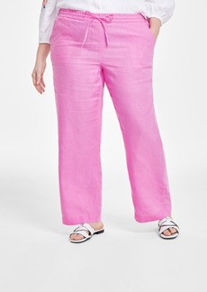 Charter Club Plus Size 100% Linen Pants, Created for Macy's - Bubble Bath
