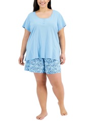 Charter Club Plus Size 2-Pc. Printed Shorts Cotton Pajama Set, Created For Macy's