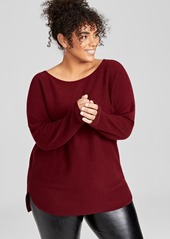Charter Club Plus Size Cashmere Shirttail Sweater, Created for Macy's